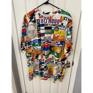 Born Fly T-Shirt Mens 3XL Multicolor All Over Print Global Flag Streetwear Tee